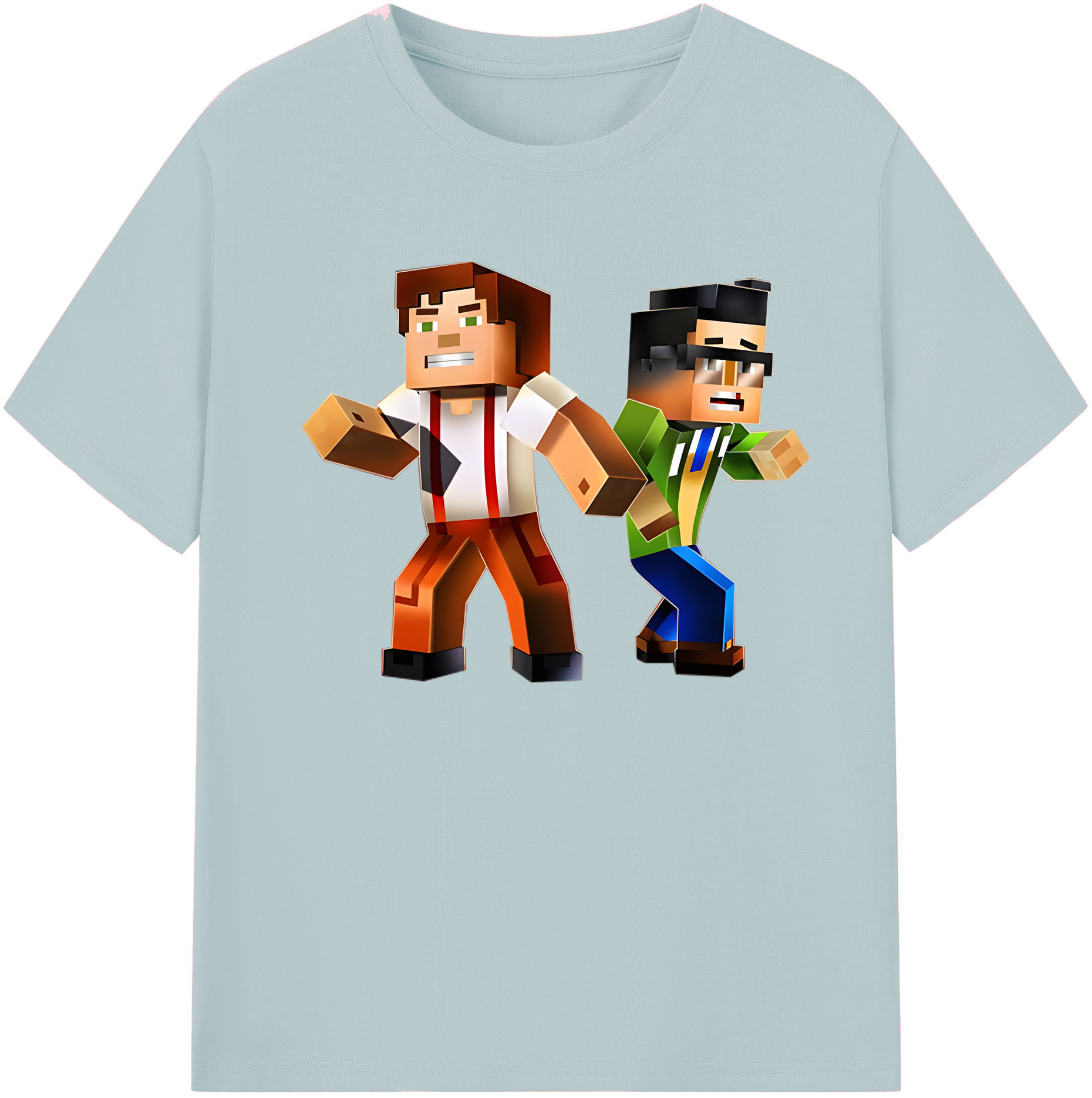 （画像用） マインクラフト ブロックの世界 Minecraft MC Block world 綿100％半袖Tシャツ（フロントプリント）